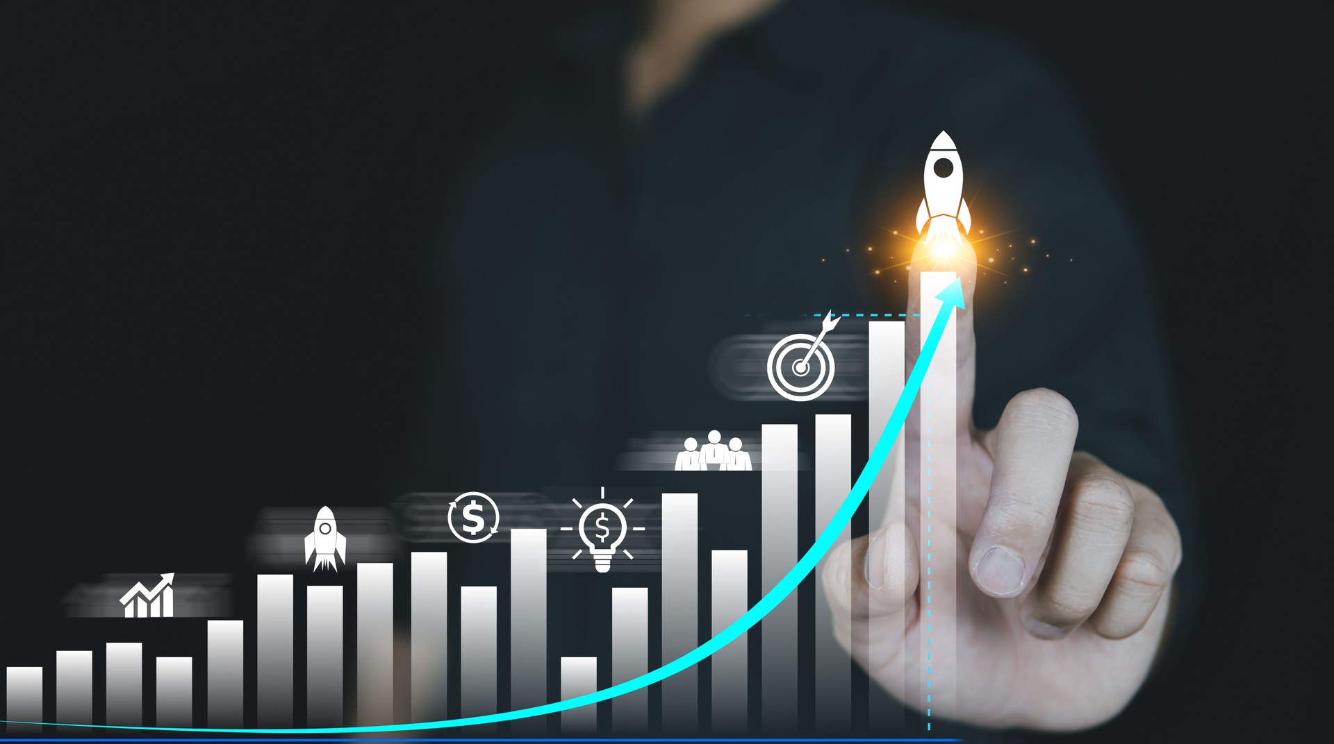 Growing chart of the year, Business growing graph and business analyzing company financial balance, Summary data and long term investment growth target.