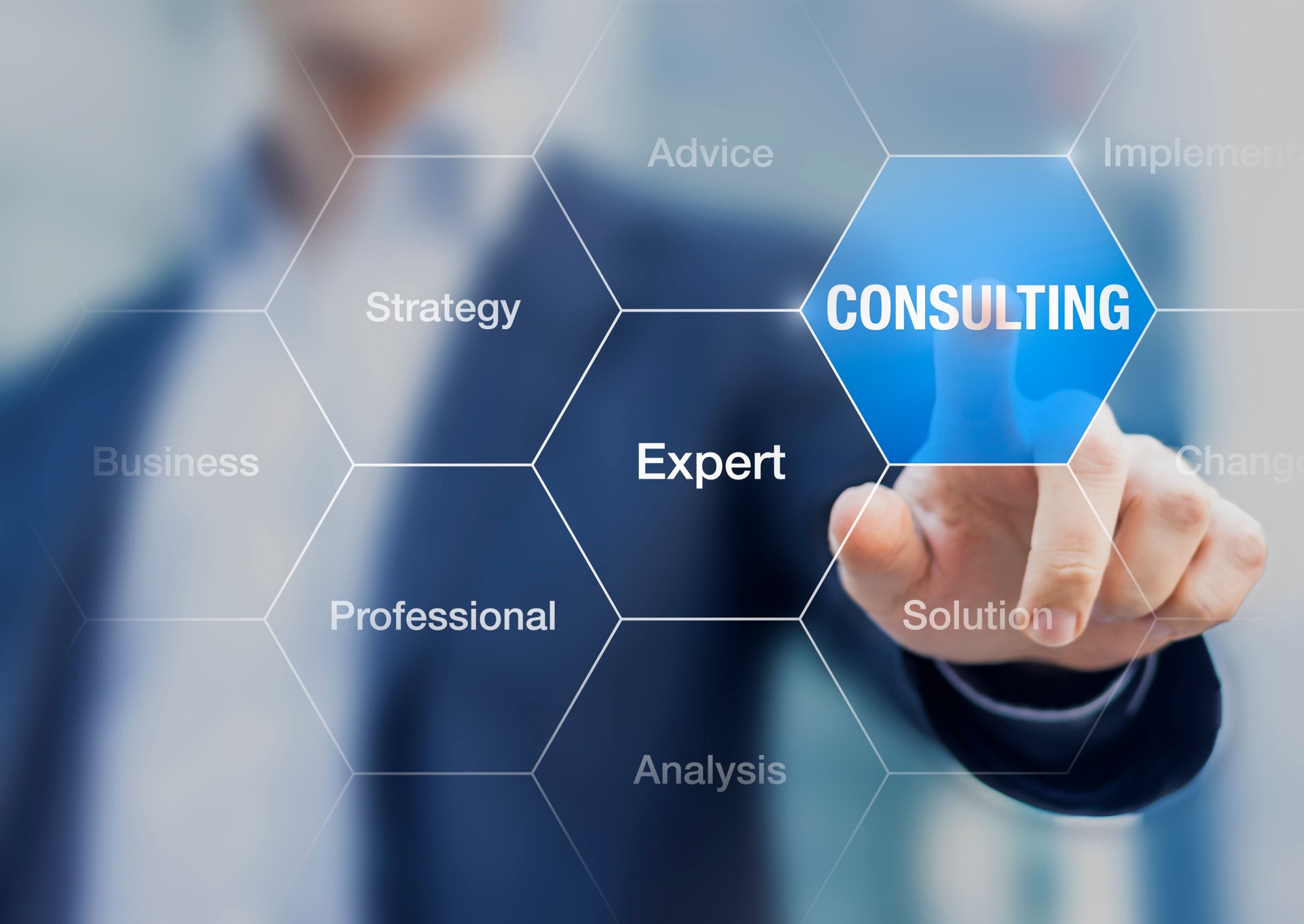 Businessman presenting concept about consulting and expert advices